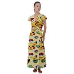 Pikachu Flutter Sleeve Maxi Dress by artworkshop