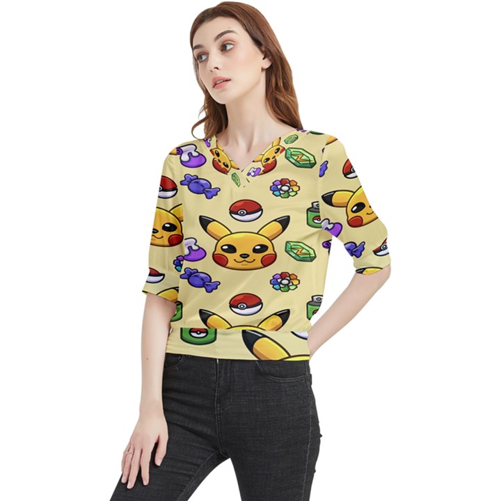 Pikachu Quarter Sleeve Blouse