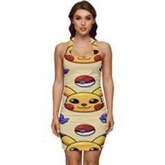 Pikachu Sleeveless Wide Square Neckline Ruched Bodycon Dress by artworkshop