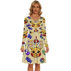 Pikachu Long Sleeve Dress With Pocket by artworkshop