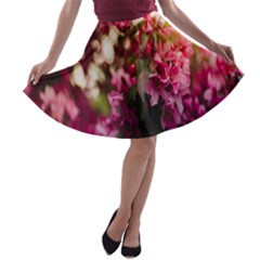 Pink Flower A-line Skater Skirt by artworkshop