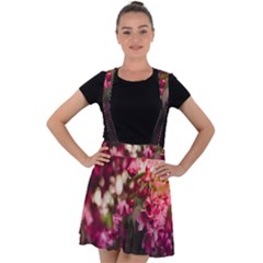 Pink Flower Velvet Suspender Skater Skirt by artworkshop