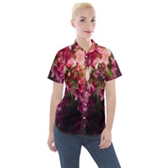 Pink Flower Women s Short Sleeve Pocket Shirt