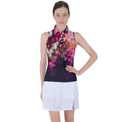 Pink Flower Women s Sleeveless Polo Tee by artworkshop