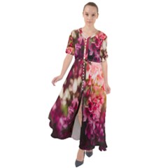 Pink Flower Waist Tie Boho Maxi Dress by artworkshop