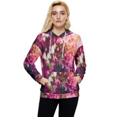 Pink Flower Women s Lightweight Drawstring Hoodie by artworkshop