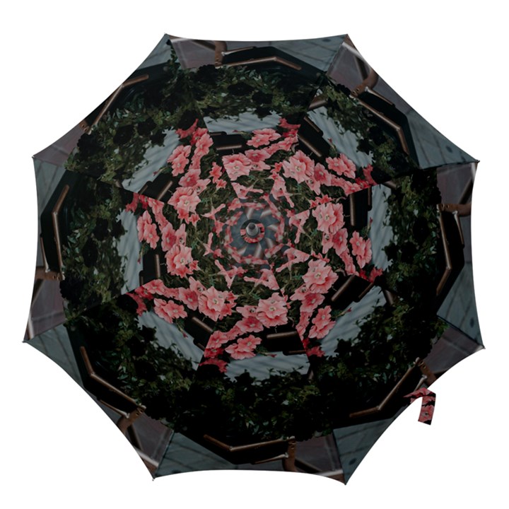 Pink Peony  Flower Hook Handle Umbrellas (Large)