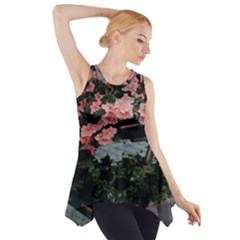 Pink Peony  Flower Side Drop Tank Tunic by artworkshop