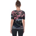 Pink Peony  Flower Shoulder Cut Out Short Sleeve Top View2