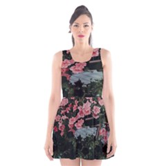 Pink Peony  Flower Scoop Neck Skater Dress by artworkshop