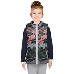 Pink Peony  Flower Kids  Hooded Puffer Vest by artworkshop