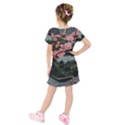 Pink Peony  Flower Kids  Short Sleeve Velvet Dress View2