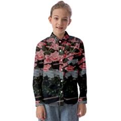 Pink Peony  Flower Kids  Long Sleeve Shirt by artworkshop