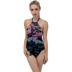 Pink Peony  Flower Go With The Flow One Piece Swimsuit by artworkshop