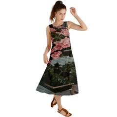 Pink Peony  Flower Summer Maxi Dress by artworkshop