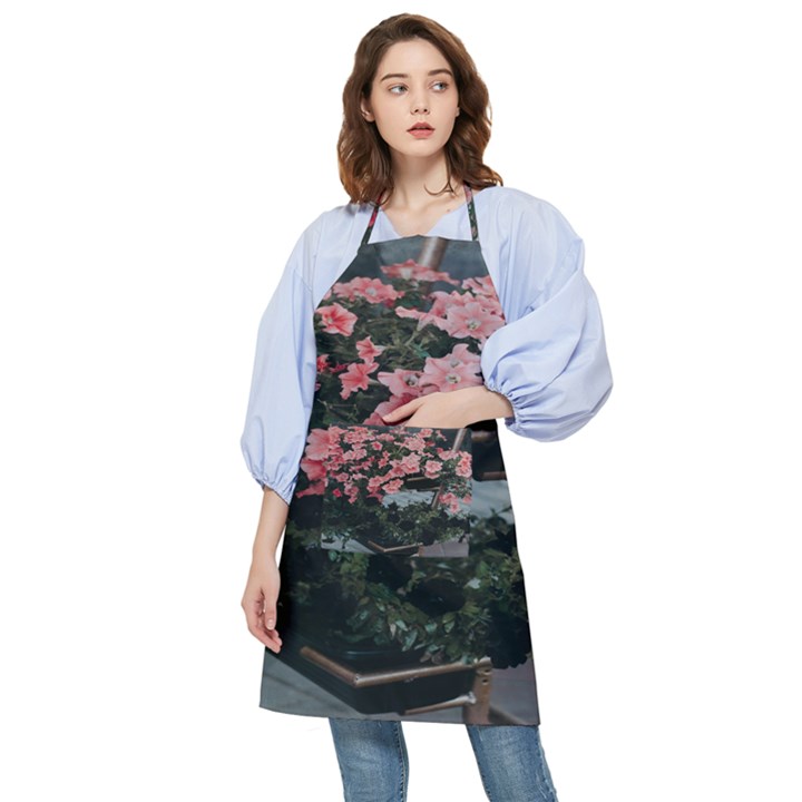 Pink Peony  Flower Pocket Apron