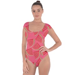 Watermelon Background Watermelon Wallpaper Short Sleeve Leotard  by pakminggu