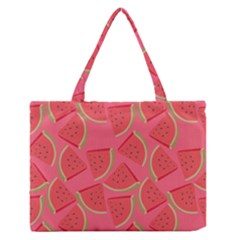 Watermelon Background Watermelon Wallpaper Zipper Medium Tote Bag by pakminggu