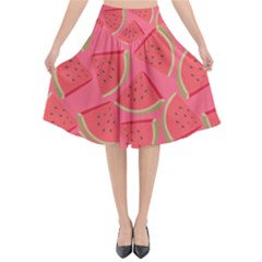 Watermelon Background Watermelon Wallpaper Flared Midi Skirt by pakminggu