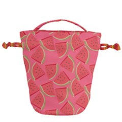 Watermelon Background Watermelon Wallpaper Drawstring Bucket Bag by pakminggu