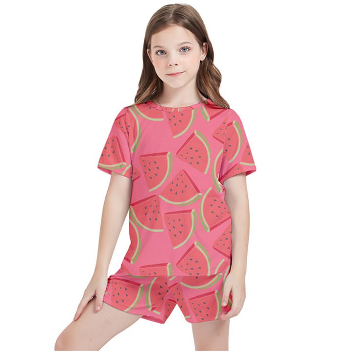 Watermelon Background Watermelon Wallpaper Kids  Tee And Sports Shorts Set