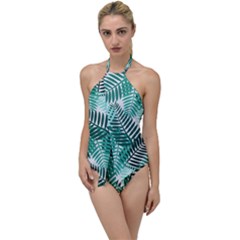 Background Pattern Texture Leaves Design Wallpaper Go With The Flow One Piece Swimsuit by pakminggu