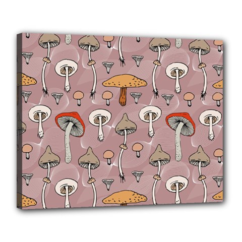 Mushrooms Autumn Fall Pattern Seamless Decorative Canvas 20  X 16  (stretched) by pakminggu