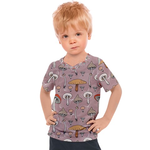 Mushrooms Autumn Fall Pattern Seamless Decorative Kids  Sports Tee by pakminggu