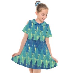 Christmas Trees Pattern Digital Paper Seamless Kids  Short Sleeve Shirt Dress