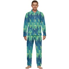 Christmas Trees Pattern Digital Paper Seamless Men s Long Sleeve Velvet Pocket Pajamas Set