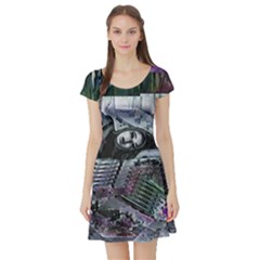 Cyberpunk Drama Short Sleeve Skater Dress by MRNStudios