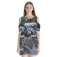 Cyberpunk Drama Shoulder Cutout Velvet One Piece