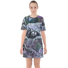 Cyberpunk Drama Sixties Short Sleeve Mini Dress