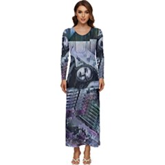 Cyberpunk Drama Long Sleeve Longline Maxi Dress by MRNStudios