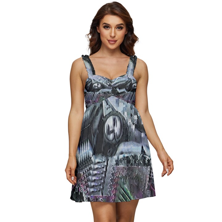 Cyberpunk Drama Ruffle Strap Babydoll Chiffon Dress