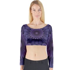 Shape Geometric Symmetrical Symmetry Wallpaper Long Sleeve Crop Top by Bangk1t