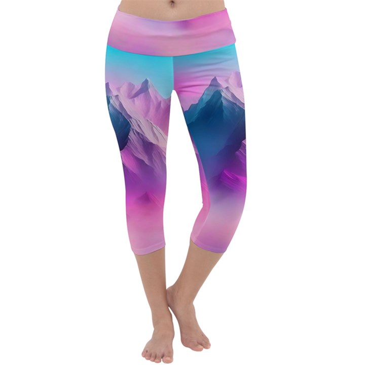 Landscape Mountain Colorful Nature Capri Yoga Leggings