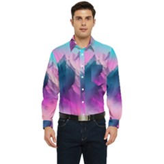 Landscape Mountain Colorful Nature Men s Long Sleeve Pocket Shirt  by Ravend