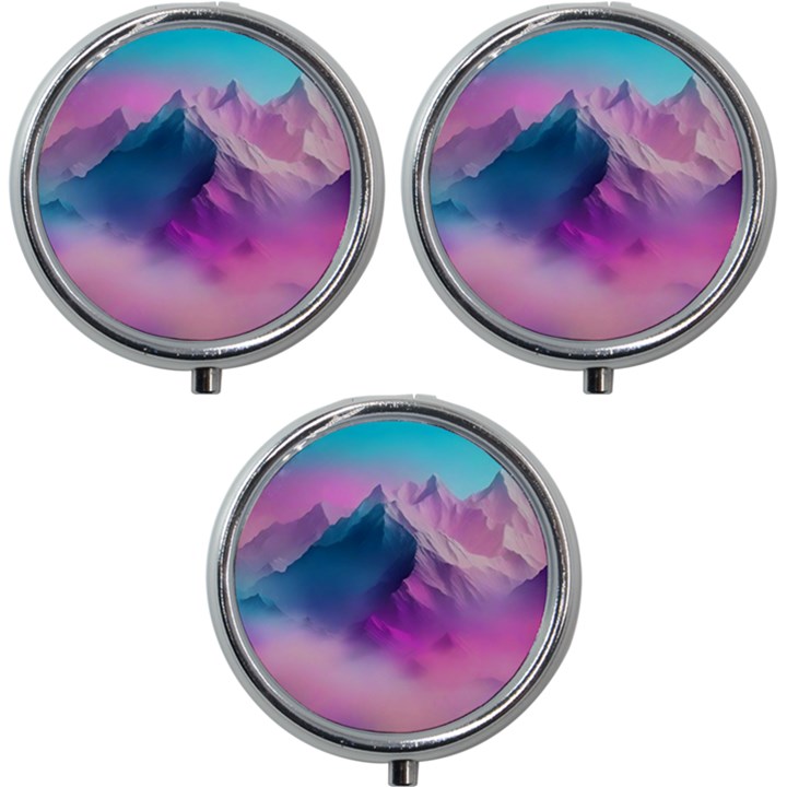 Landscape Mountain Colorful Nature Mini Round Pill Box (Pack of 3)