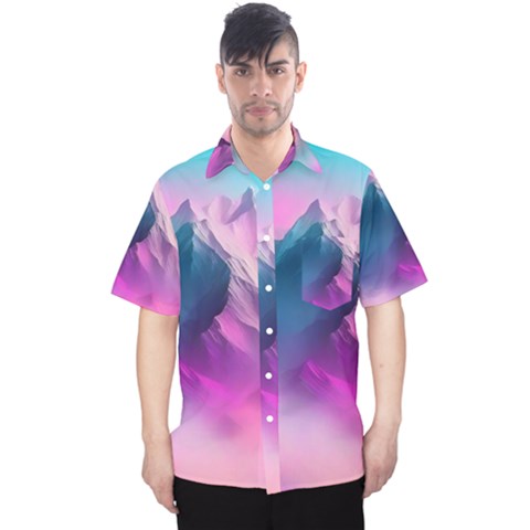 Landscape Mountain Colorful Nature Men s Hawaii Shirt by Ravend