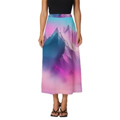 Landscape Mountain Colorful Nature Classic Midi Chiffon Skirt by Ravend