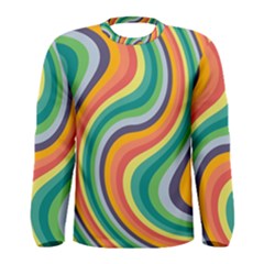 Swirl Twirl Rainbow Retro Men s Long Sleeve Tee by Ravend