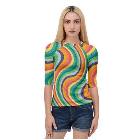 Swirl Twirl Rainbow Retro Quarter Sleeve Raglan Tee by Ravend