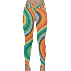 Swirl Twirl Rainbow Retro Classic Yoga Leggings by Ravend