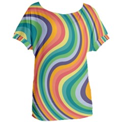 Swirl Twirl Rainbow Retro Women s Oversized Tee by Ravend