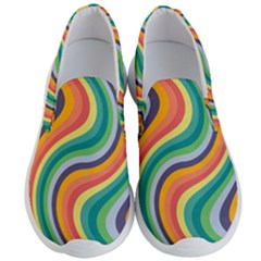 Swirl Twirl Rainbow Retro Men s Lightweight Slip Ons by Ravend