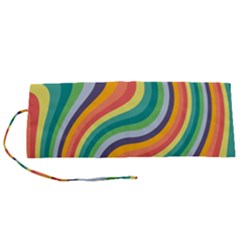 Swirl Twirl Rainbow Retro Roll Up Canvas Pencil Holder (s) by Ravend