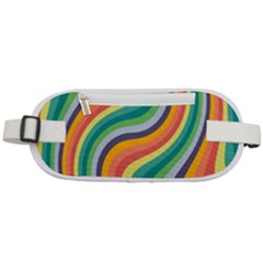 Swirl Twirl Rainbow Retro Rounded Waist Pouch by Ravend