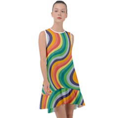 Swirl Twirl Rainbow Retro Frill Swing Dress by Ravend