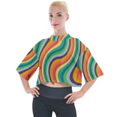 Swirl Twirl Rainbow Retro Mock Neck Tee by Ravend